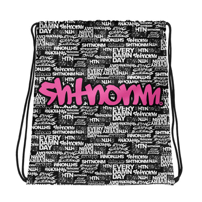 SHTNONM - Black Drawstring bag (Hot Pink)
