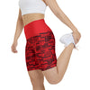 SHTNONM - LADIES HIGH WAIST BAND WORK OUT SHORT  (RED)