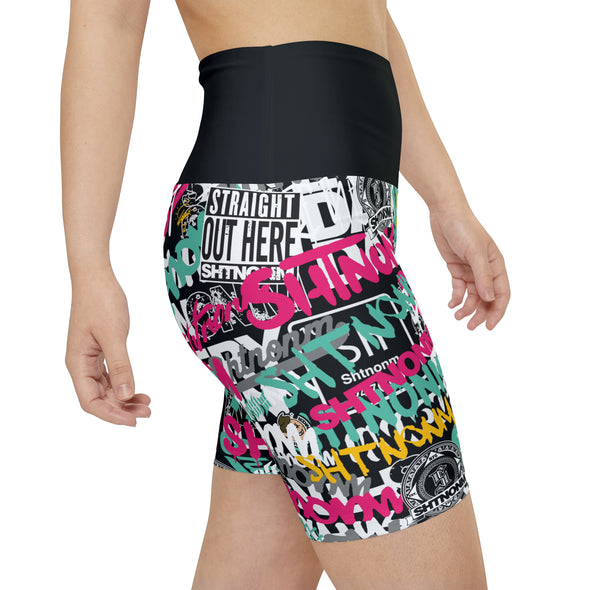 SHTNONM - LADIES GRAFFITI HIGH WAIST WORK OUT SHORT