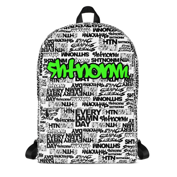 SHTNONM - White Backpack (Neon Green)