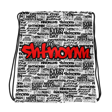 SHTNONM - White Drawstring bag (Red)