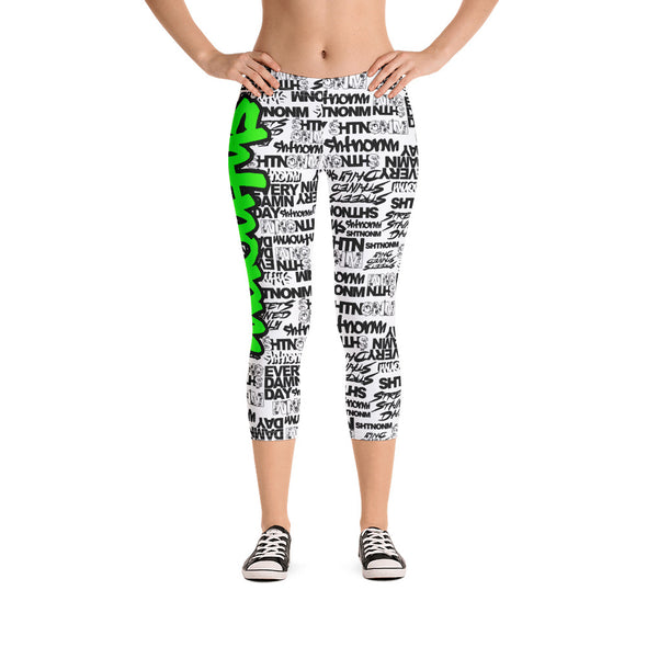 SHTNONM - CAPRI LEGGINGS (WHITE/NEON GREEN)