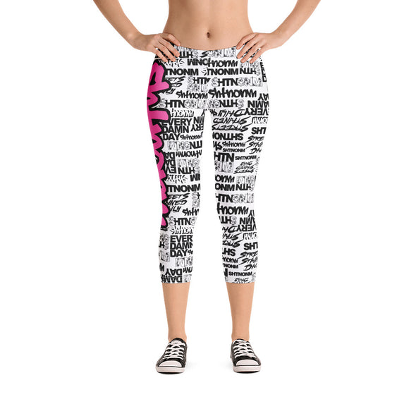 SHTNONM - CAPRI LEGGINGS (WHITE/HOT PINK)