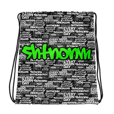 SHTNONM - Black Drawstring bag (Neon Green)