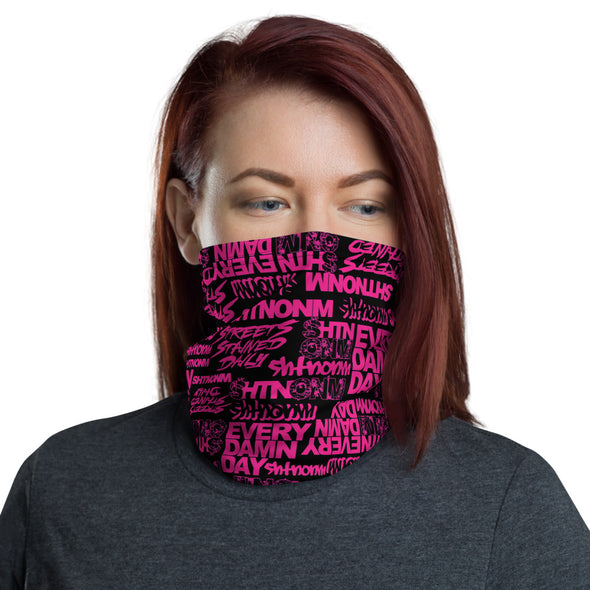 Black/Neon Pink Face Mask/Neck Gaiter