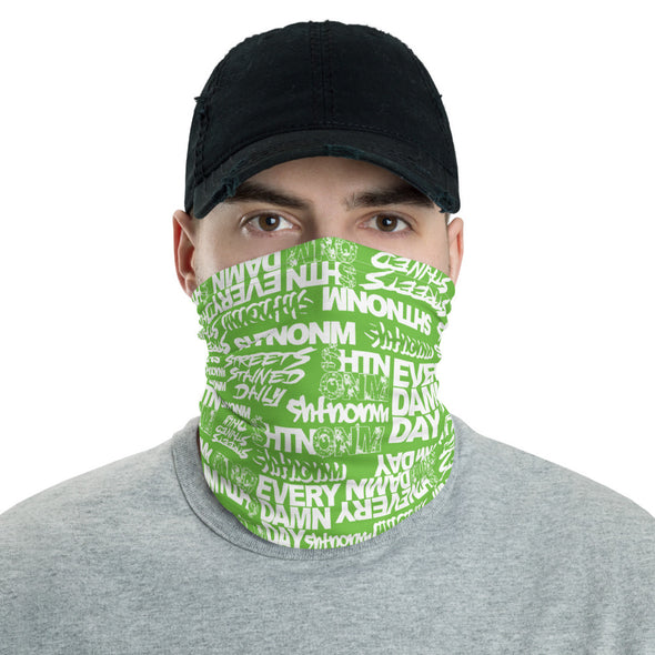 White/Neon Green Face Mask/Neck Gaiter