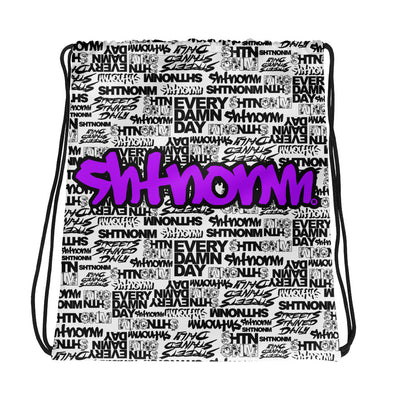 SHTNONM - White Drawstring bag (Neon Purple)