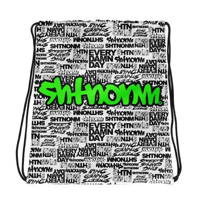 SHTNONM - White Drawstring bag (Neon Green)