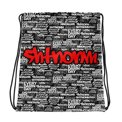 SHTNONM - Black Drawstring bag (Red)