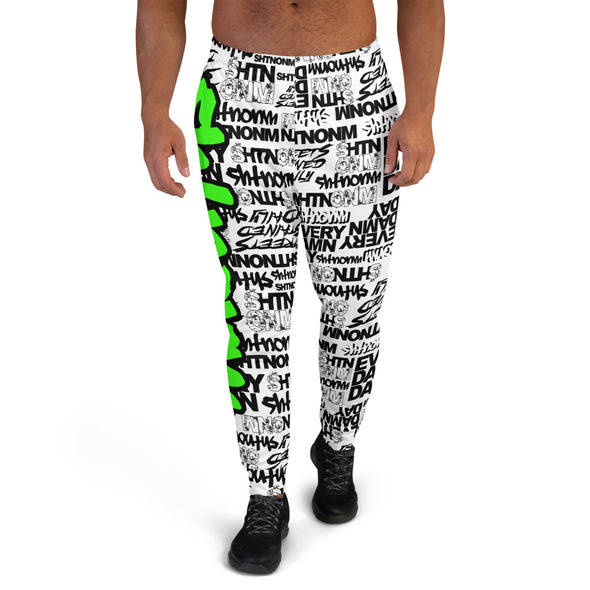 MEN'S SHTNONM ALL DAY JOGGERS (WHITE/NEON GREEN)