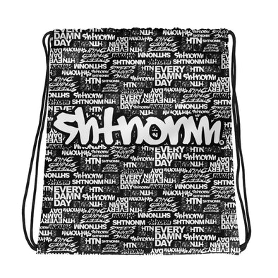 SHTNONM - Black Drawstring bag (White)