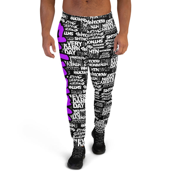 MEN'S SHTNONM ALL DAY JOGGERS (BLACK/NEON PURPLE)